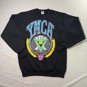 Vintage 1989 YMCA Stanislaus County Jerzees Sweatshirt Black Size L